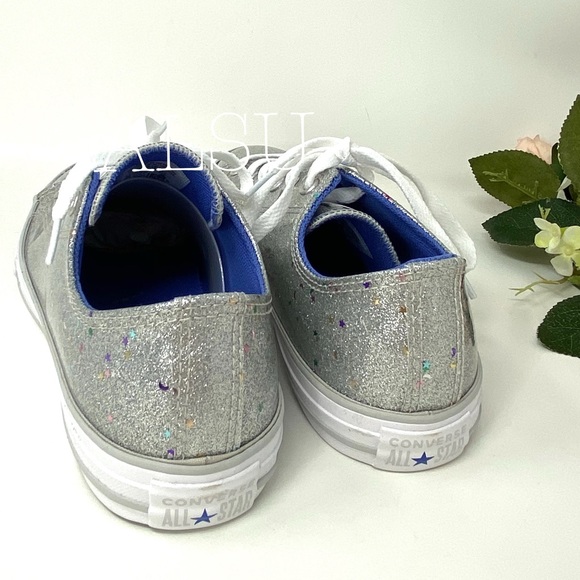 Converse 🔥SALE!🔥 Ctas Low Top Silver ✨ Stars AUTHENTIC Sneaker Women's 665107С - Picture 5 of 7